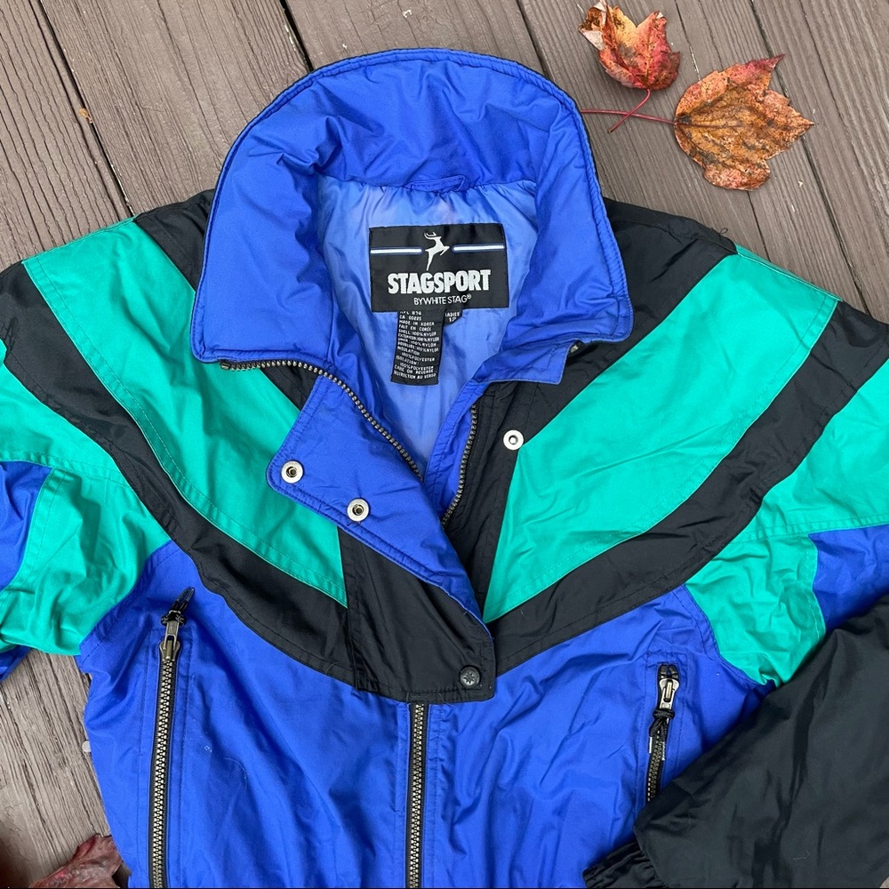 Women’s Blue & Green Retro Ski & Snowboard Suit - Picture 4 of 8
